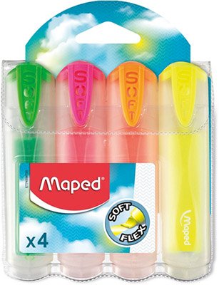 Набор текстовыделителей Maped Fluo Pep's Soft Transclusent, 1-5 мм, 4 цвета, гибкий наконечник