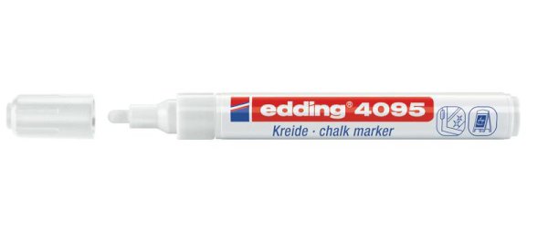 Маркер меловой для окон, смываемый Edding Е-4095, белый, пулевидный 2-3 мм