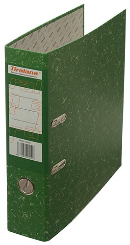 Папка-регистратор 75 мм, зеленая, офсет, металлическая окантовка