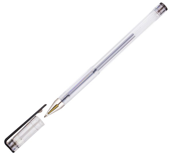 Ручка гелевая, чёрная, диаметр 0,5 мм, толщина линии 0,4 мм, 12 штук