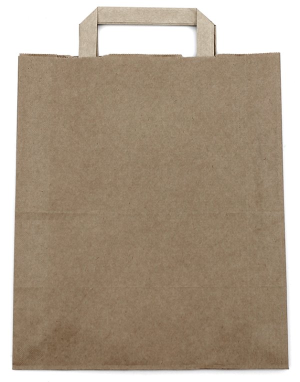 Пакет-сумка с плоскими ручками, 24+14х29 см, 80 г/м2, макулатура, крафт, 360 штук - фото №1