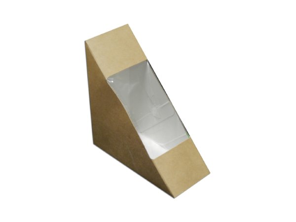 Коробка для сэндвича Оригамо с прозрачным окном и замком-крючком, 127х127х55 мм, в коробке 200 штук