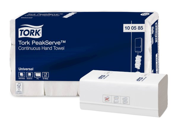 Полотенца бумажные Tork PeakServe, 1-слойные, 201x225 мм, белые, 410 листов в упаковке - фото №1