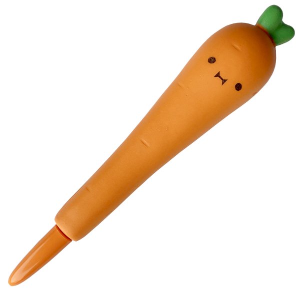 Ручка-антистресс гелевая ПандаРог Морковка, синяя, 0,38 мм, корпус оранжевый - фото №1