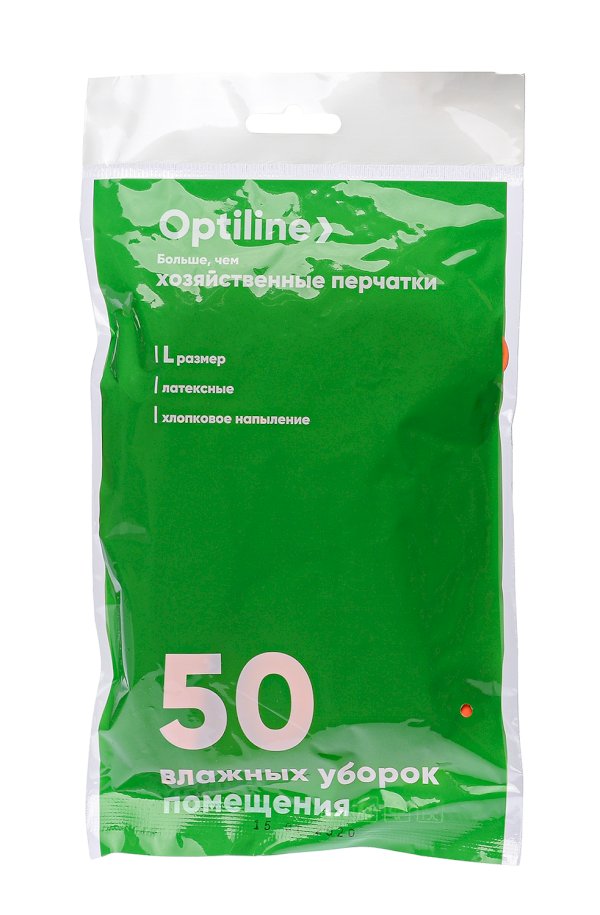 Перчатки резиновые флокированные Optiline Премиум, размер L