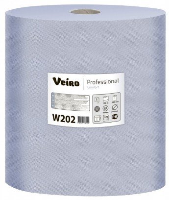 Протирочный материал Veiro Professional Comfort 2-слойный в рулоне 350 метров ширина 33см с центральной вытяжкой синего цвета