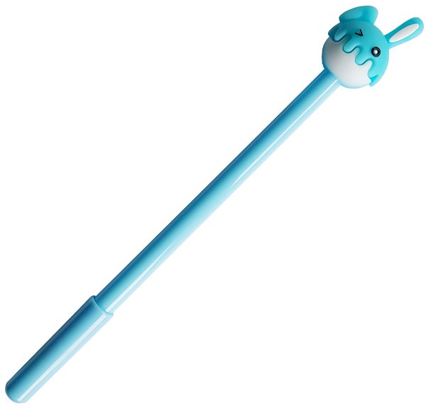 Ручка шариковая ПандаРог Зайчик, синяя, масляная, с топером, корпус ассорти - фото №1