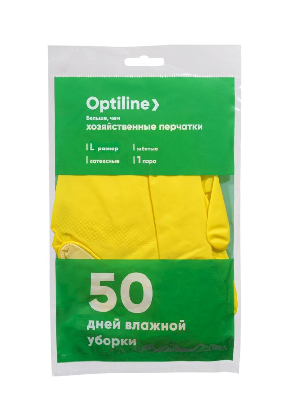 Перчатки резиновые хозяйственные Optiline, размер L, в упаковке 12 штук