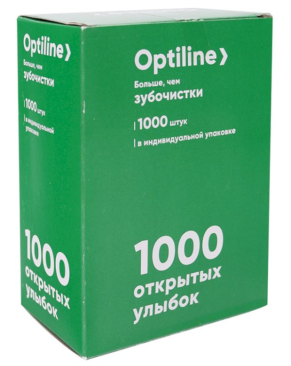 Зубочистки Optiline, бамбуковые, в индивидуальной полиэтиленовой упаковке, 1000 штук - фото №1