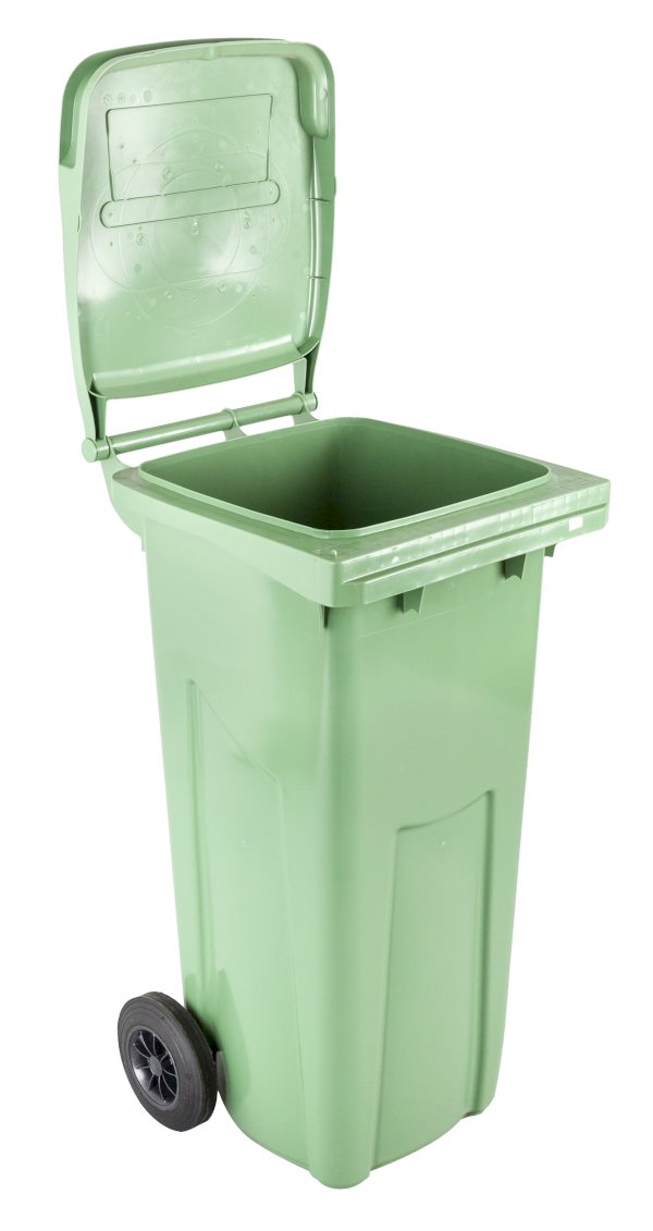 Контейнер для мусора, на колесиках, пластиковый, зеленый, 120 л