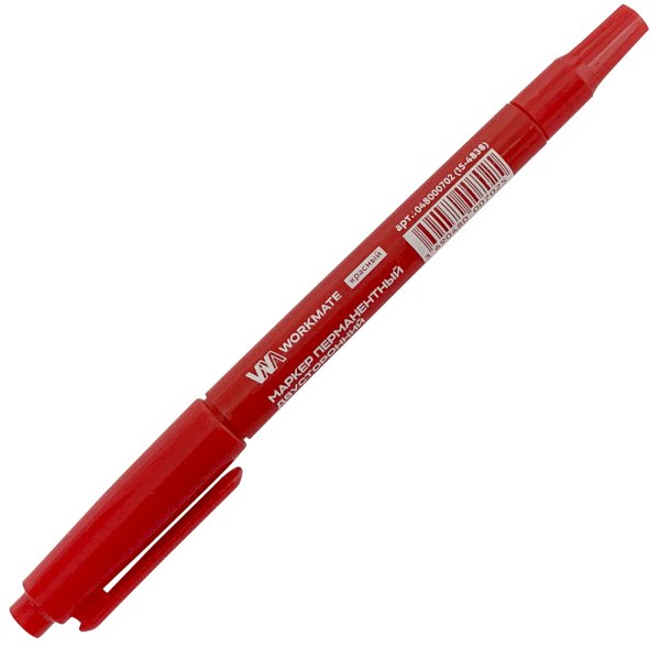 Маркер перманентный Workmate двухсторонний, толщина линии 0,5-1 мм, красный - фото №1