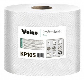 Полотенца бумажные Veiro Professional Basic 1-слойные в рулоне 300 метров