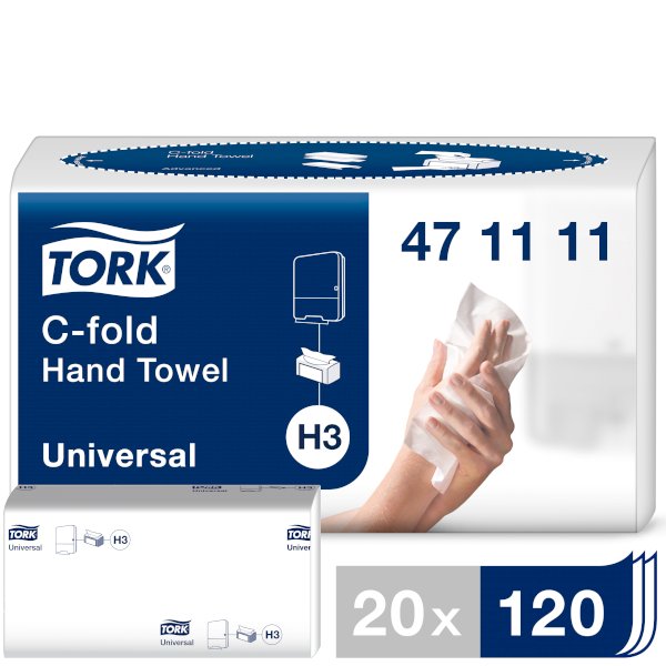 Полотенца бумажные листовые Tork Singlefold Universal 2-слойные C-сложения 120 листов в упаковке - фото №1