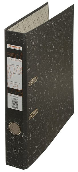 Папка-регистратор Tiralana, 50 мм, черный мрамор, без металлической окантовки - фото №1