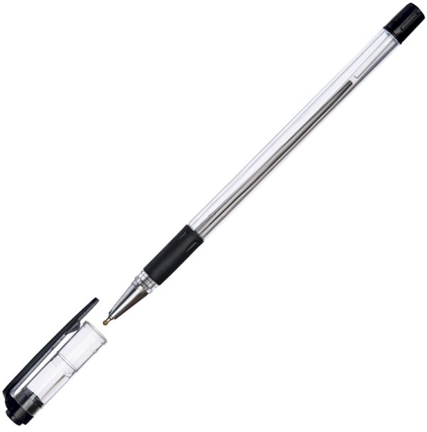 Ручка шариковая черная, манжетка, 0,5 мм, масляная - фото №1