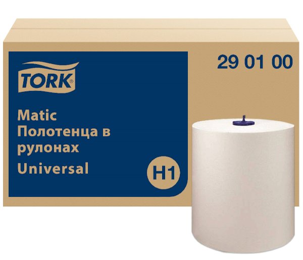Полотенца бумажные Tork Matic Universal H1 290100, 1-слойные, белые, 280 метров, 6 рулонов в упаковке