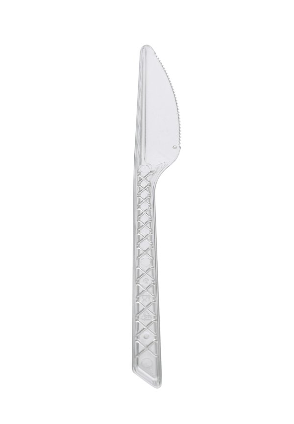 Нож столовый 175 мм, прозрачный, 100 штук в упаковке