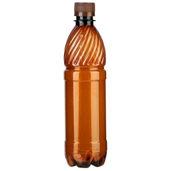 Бутылка с крышкой ПЭТ, 500 мл, узкое горло 28 мм, коричневая, 100 штук в полиэтилене
