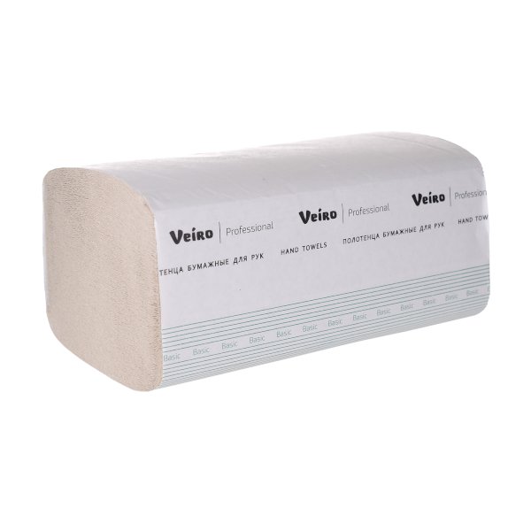 Полотенца бумажные листовые Veiro Professional Basic 1-слойные V-сложения 250 листов в упаковке