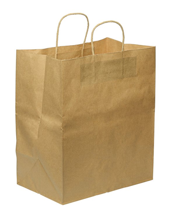 Пакет-сумка крафт, 32+20х37 см, 70 г/м2, с кручеными ручками, 300 штук в упаковке