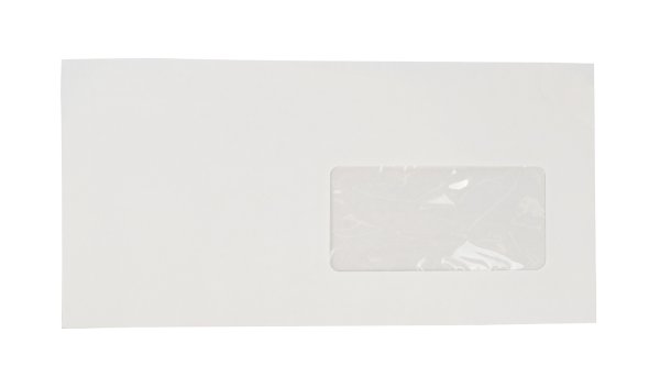 Конверт Е65 (110х220 мм) ECOPOST, стрип, окно с права, 80 гр. без запечатки - фото №1