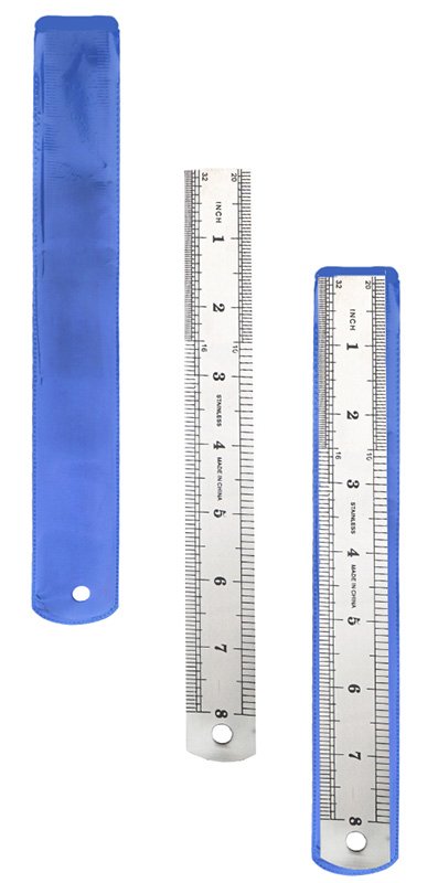 Линейка 20 см, толщина 0,3 мм, в пластиковом чехле, стальная