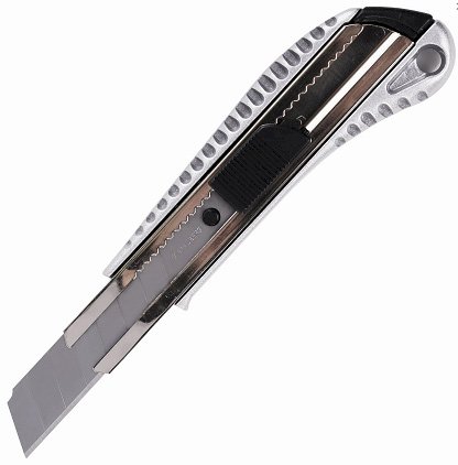 Нож канцелярский 18 мм Brauberg Metallic, автофиксатор, металлический корпус, блистер