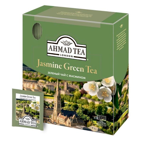 Чай зеленый Ahmad Jasmine Green Tea, 100 фольгированных пакетиков