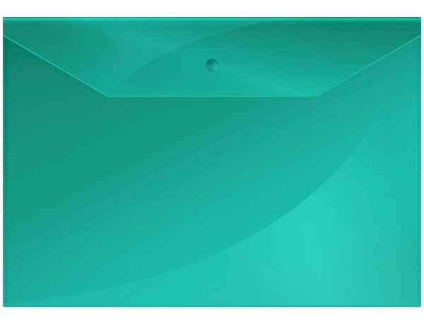 Пaпка-конверт на кнопке А4, 120 мкм, зеленая