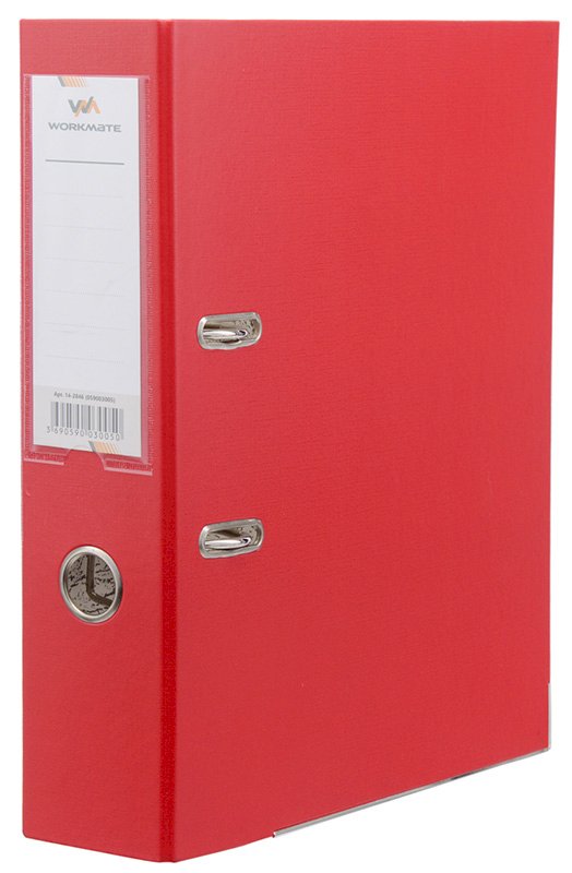 Папка-регистратор Workmate, 75 мм, ПВХ, металлический уголок, собранная, красная - фото №1