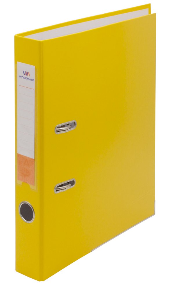 Папка-регистратор Workmate 50 мм, ПВХ, желтая, с металлической окантовкой, собранная - фото №1