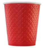 Стакан бумажный Waffle, 250 мл, диаметр 80 мм, полный объем 280 мл, красный, 25 штук (крышка 19-4020,19-6092)