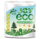 Полотенца бумажные JOY eco, 2-слойные, в рулонах, белые, 2 рулона в упаковке