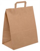 Пакет-сумка с плоскими ручками, 32+20х37 см, 80 г/м2, крафт, 250 штук