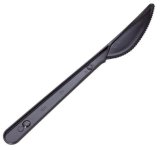 Нож столовый одноразовый, 180 мм, черный, компакт премиум, PS, 50 штук