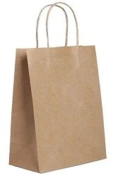 Пакет-сумка с крученными ручками, 24+14х28 см, 90 г/м2, крафт, 250 штук
