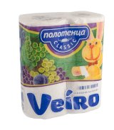 Полотенца бумажные Veiro Classic, 2-слойные, белые, 12,5 м, 2 рулона в упаковке