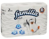 Туалетная бумага FAMILIA PLUS, 2-слойная, 18 метров, белая, 6 рулонов в упаковке