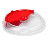 Крышка с красной поворотной заглушкой для стакана, диаметр 90 мм, прозрачная, комплект тип Б, 50 штук (стакан 19-3920, 19-3921,19-3922 )