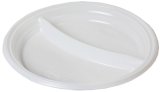 Тарелка пластиковая, диаметр 205 мм, 2-секционная, PS, белая, 100 штук