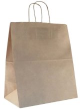 Пакет-сумка с кручеными ручками, 32+20х37 см, 90 г/м2, крафт, 250 штук