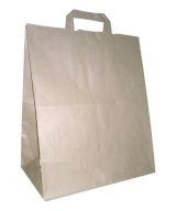 Пакет-сумка крафт, 32+20х37 см, 80 г/м2, с плоскими ручками, в упаковке 200 штук
