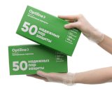 Перчатки виниловые Optiline, неопудренные, размер М, прозрачные, 100 штук в упаковке