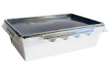 Салатник Оригамо с прозрачной крышкой, 165х120х45 мм, 500 мл, белый с черным дном, 300 штук