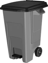 Контейнер для мусора 130 литров, на колесах, с педалью и крышкой, пластик, серый