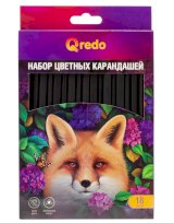 Карандаши цветные Qredo Fox, 18 цветов, пластиковые, трехгранные