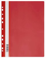 Папка-скоросшиватель пластиковая Cтамм, перфорированная, А4, 160 мкм, красная с прозрачным верхом