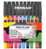 Набор шариковых ручек PenSan Sign-Up Color, масляные, узел 1 мм, линия 0,8 мм, 10 цветов