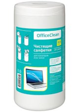 Салфетки чистящие влажные OfficeClean, для экранов всех типов, в тубе, 100 штук