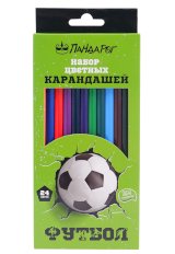 Карандаши цветные ПандаРог Футбол, 24 цвета, деревянные, шестигранные